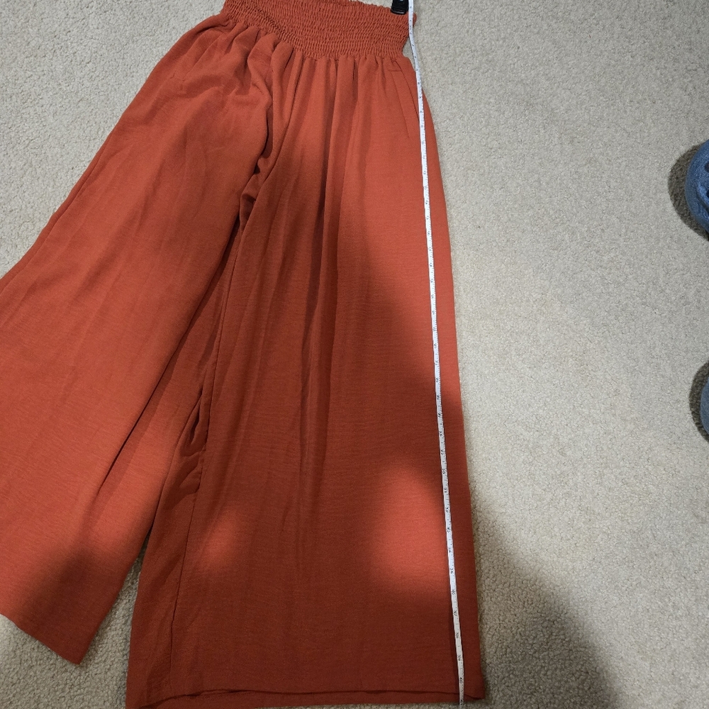 Terracotta Smocked Waist Wide Leg Lounge Bohemian Pant - Picture 15 of 16